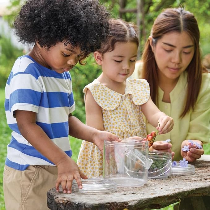 Kaplan Early Learning Carry and Discover Magnification Containers - Set of 2, Science STEM Nature Exploration Jars for Toddlers Ages 18+ Months