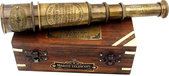 1920 Brass Maritime “to My Son” Camping Telescope - Engraved Graduation Day Gift for Son - Birthday Gift for Son