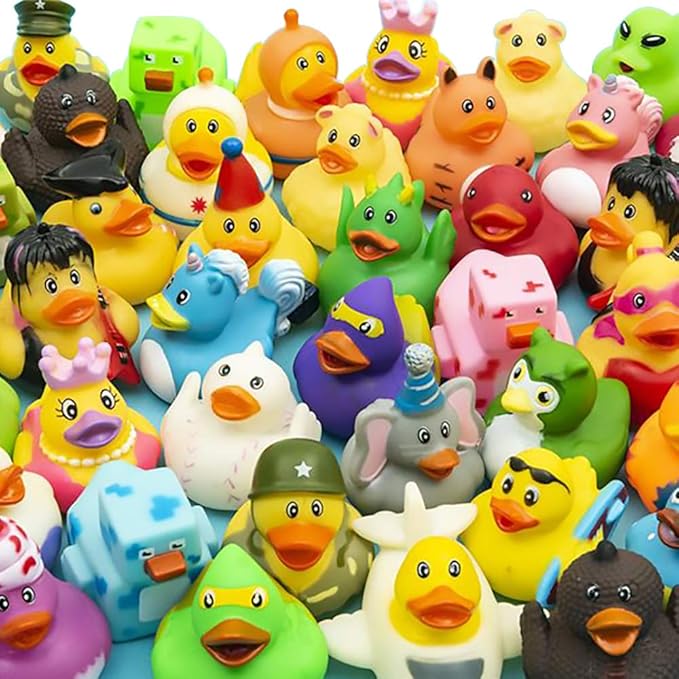 Assortment Rubber Duck Toy Duckies for Kids, Bath Birthday Gifts Baby Showers Classroom Incentives, Summer Beach and Pool Activity, 2" (12-Pack)