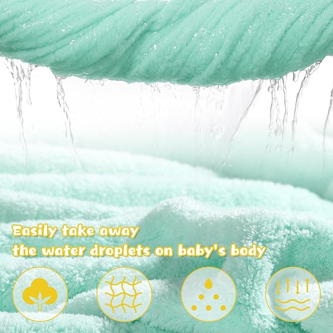 Baby Towels with Hood,2-Pack Baby Towels with Hood for Toddlers 1-3 0-5 Years, Super Soft Thick Absorbent Premium Coral Fleece Bath Towels Kids 50"x32",Green Frog & White Sheep Set