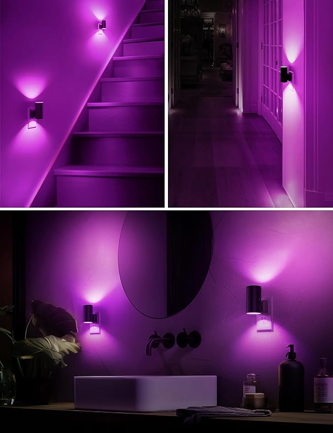L LOHAS LED [2 Pack] Halloween Purple Night Light, Light Plug in with Sensor, Adjustable Brightness, Dimmable Lights Decorative for Christmas, Holiday, Home Decor, Party Bathroom