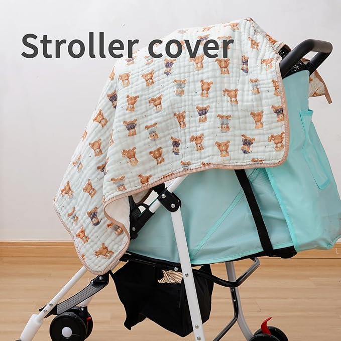 Muslin Hooded Baby Towels,2 Pack Baby Bath Towels,Large 31.5x31.5Inch,Hooded Towels for Baby and Infant,Soft&Absorbent(Brown and Bears)