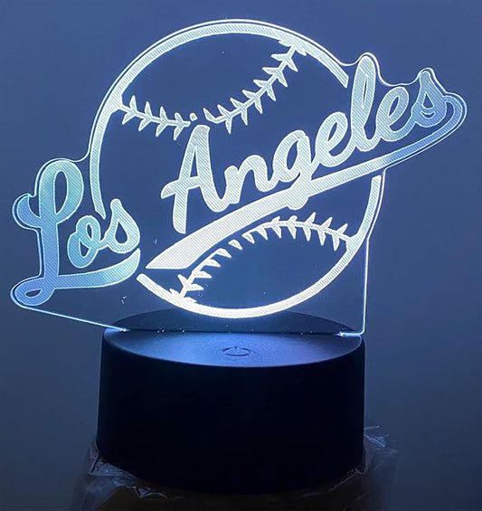 CLORURBANLIVE 3D Baseball Los Angeles Night Light 3D Illusion Lamp with Remote Control 16 Color Options Sports Decor Lighting for Fans (Los Angeles Multicoloured)