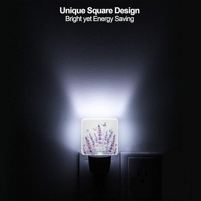 Led Night Light, Lanvender Butterfly Decorative Plug in Nightlights,with Smart Auto Dusk to Dawn Night Light for Bedroom, Kitchen, Nursery, Bathroom