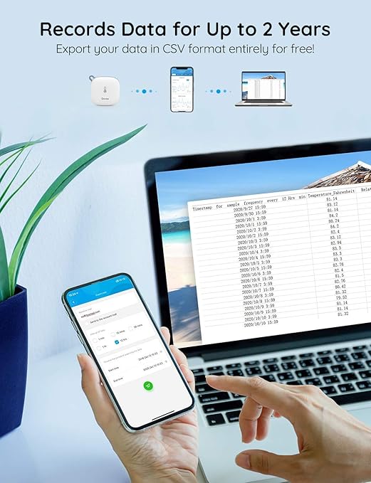 Govee WiFi Thermometer Hygrometer H5179, Smart Humidity Temperature Sensor with App Notification Alert, 2 Years Data Storage Export, Remote Monitor for Room Greenhouse （Only Support 2.4G Wi-Fi）