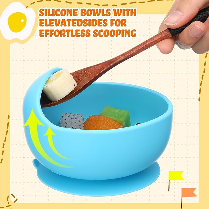 Nuogo 6 Pcs Stainless Steel Baby Bowls with Removable Silicone Shell 304 Toddler Bowls Kids Anti Scald Snack Container for Food Feeding, Dishwasher Safe(Fresh Color,Suction-b)