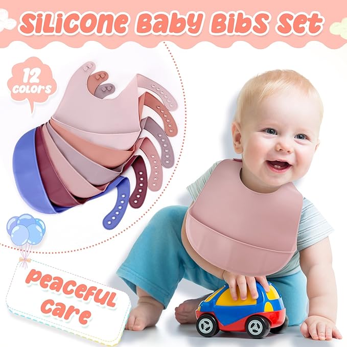 Mepase Silicone Bibs Waterproof Silicone Baby Bibs Soft Adjustable Baby Feeding Unisex Kid Eating Supplies