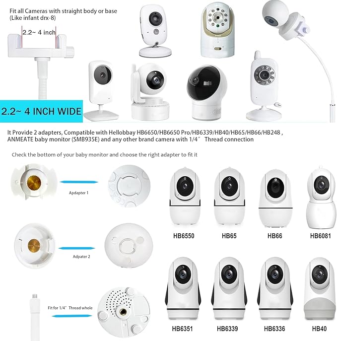 GUCHO Baby Monitor Mount Floor Stand Holder Compatible with Hello Baby,Infant Optics DXR-8 Pro,Nanit Pro,UKSUP,Vtech,OKAIDI Baby Monitor, Adjustable Universal Baby Monitor Mount