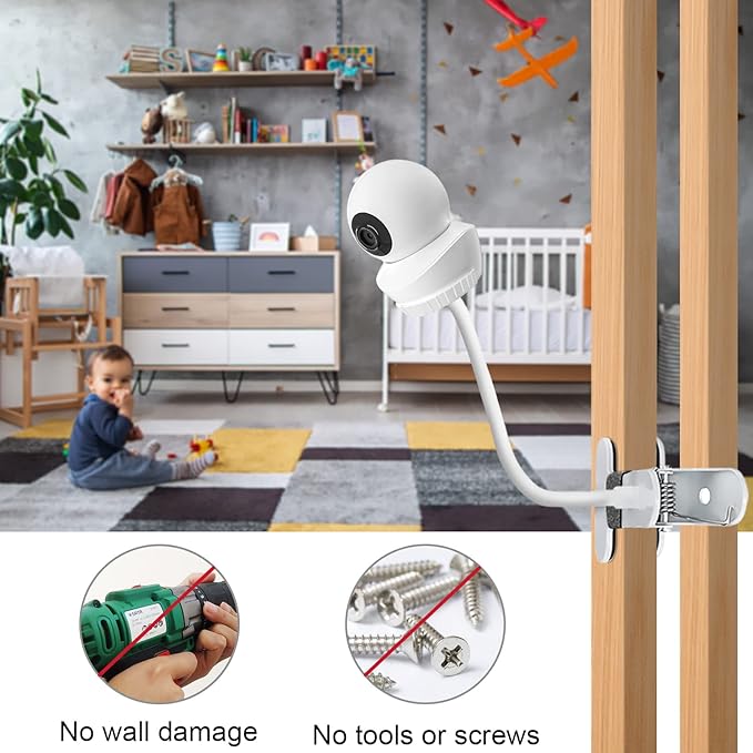 Baby Monitor Mount Compatible with Babysense HD S2/ V43 Monitor and Other Baby Monitor with 1/4 Threaded Hole 15.7 inches Flexible Clip Clamp Mount Long Gooseneck Arm