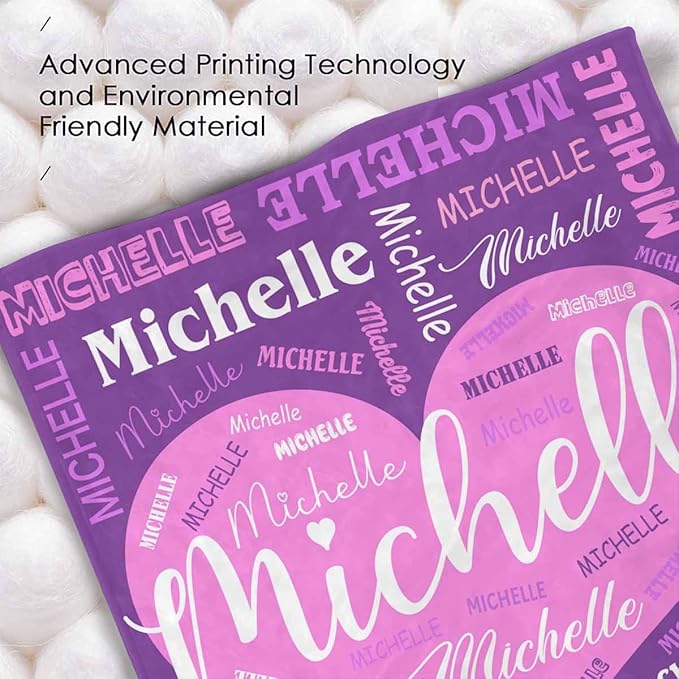 M YESCUSTOM Custom Baby Blankets for Kids, Personalized Baby Blankets for Girls Boys Adult Toddler Customized Soft Throw Blanket with Name Birthday Christmas Valentines Day Pink Heart