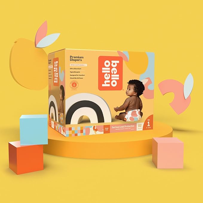 Hello Bello Premium Diapers Size 3, Honeysuckle Designs, 66ct Club Box, Hypoallergenic and Extra Absorbent