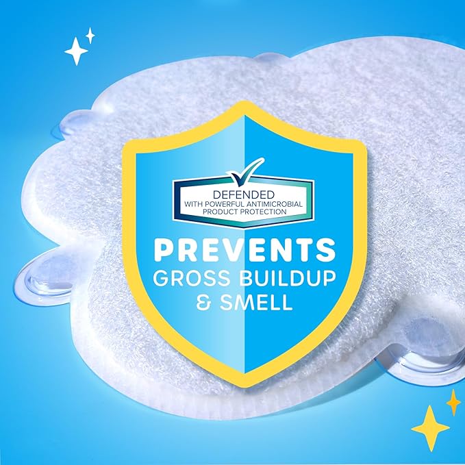 SlipX Solutions Cloud Shaped Kid & Baby Bath Mat for Tub & Shower 17” x 29”, Non-Slip Bathmat, Soft Loofah Cushioning for Sensitive Feet, Built-in Product Protection, Machine Washable, White