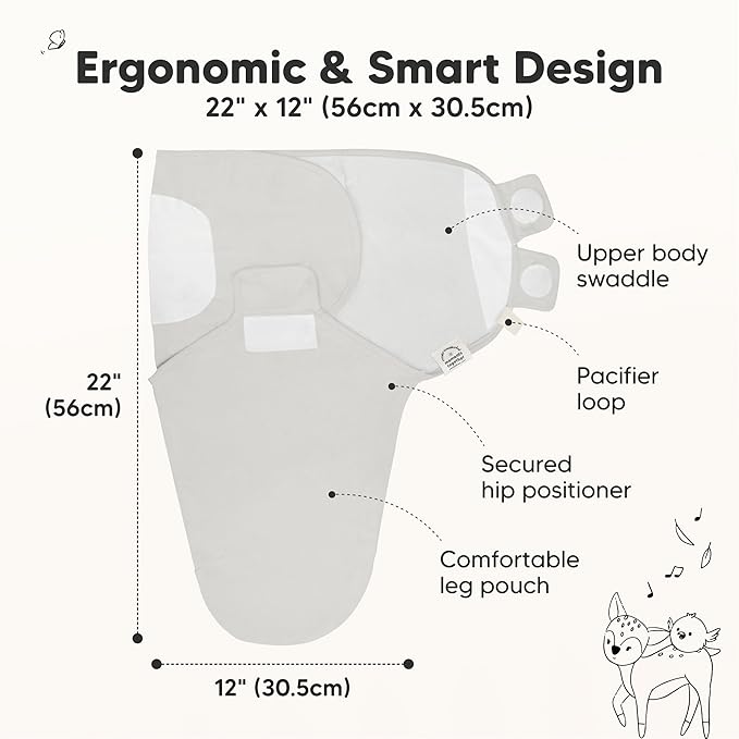 3-Pack Organic Baby Swaddle Sleep Sacks - Swaddles for Newborns, Infant 0-3 Months, Baby Girls, Boys, Soft & Snug Newborn Sleep Sack, Nursery Swaddling Blankets (The Wild 2)