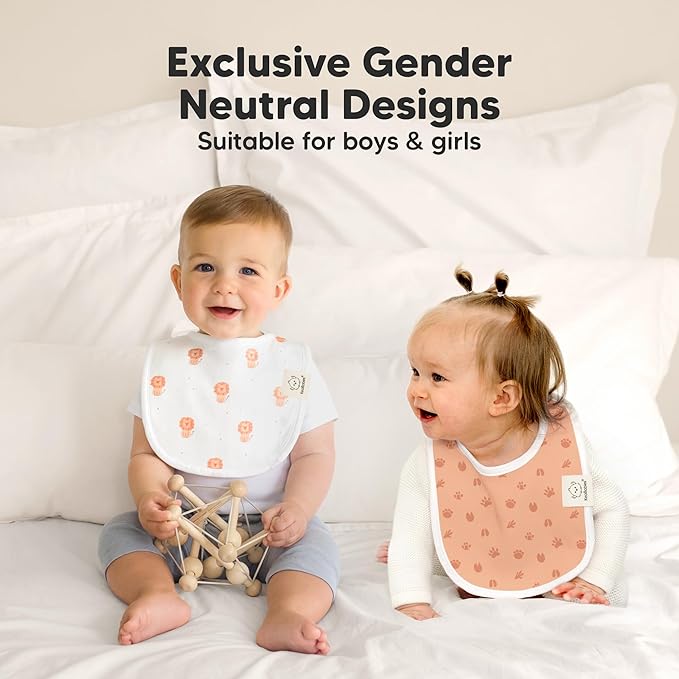 8-Pack Organic Baby Bibs for Boys, Girls - Soft Cotton Drooling and Teething Bibs for Baby Girl & Boy, Extra Absorbent, Easy to Clean & Put On for Toddler, Newborn, Infant 0-24 Months (Wilderness)