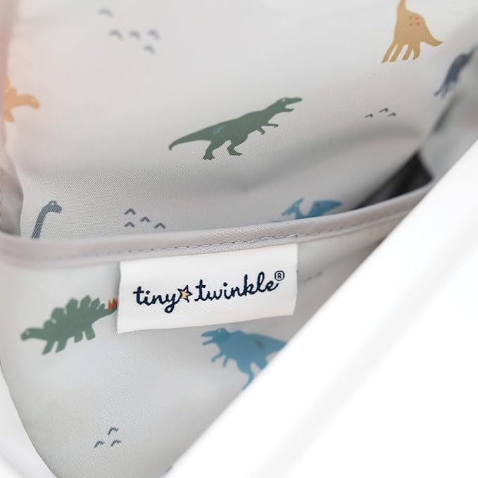 Tiny Twinkle Short Sleeve Apron Baby & Toddler Bib for Boys – Waterproof, Mess-Proof Bibs for Eating & Feeding, Machine Washable, Perfect Holiday Gift (Dinosaur, 2-4Y)