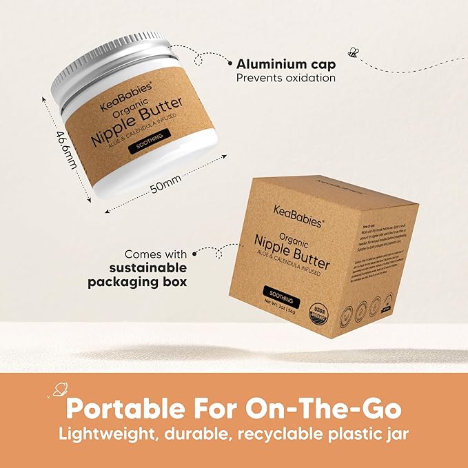 Organic Nipple Butter for Cracked, Sore, Relief - Nursing Nipple Cream Safe for Breastfeeding, 100% Natural Clean Breast Cream, Non Lanolin Balm, Mom Postpartum Breastfeeding Essentials,2oz (Soothing)