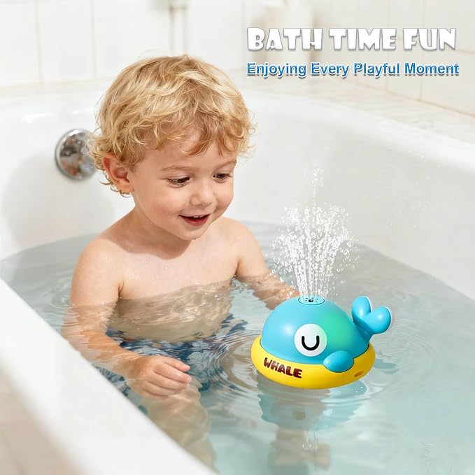 Baby Bath Toys - Toddler Bath Toys for Kids Ages 1-3, Rechargeable Light Up Whale Sprinkler Bathtub Toys, Pool & Water Toys for Infants Babies 6-12 Months & Toddlers 2-4, 1st Birthday Gifts (Blue)