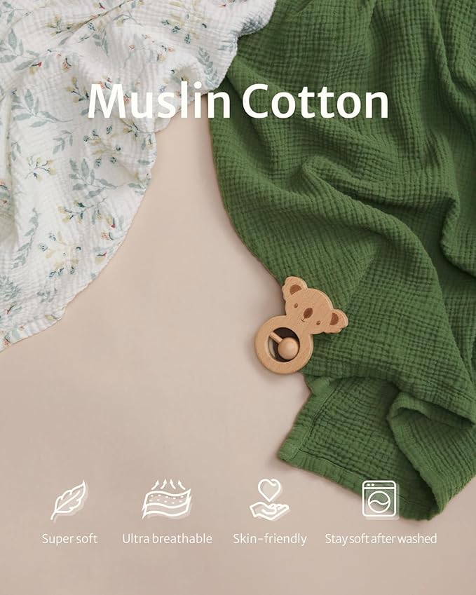 Blissful Diary Muslin Nursing Cover for Breastfeeding, Breathable Breastfeeding Cover up with Arch Neckline for Women, Nursing Apron (Dark Green)