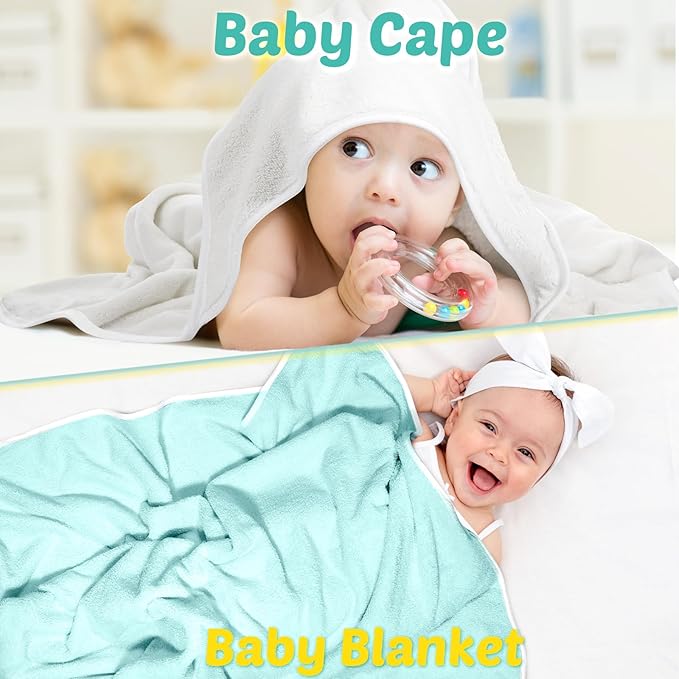 Chumia 6 Pack Baby Bath Towel Coral Fleece Soft Absorbent Newborn Hooded Towel for Kid 30 x 30 Inch Toddler Bath Blanket for Babies Infant Shower Gift(White, Green)
