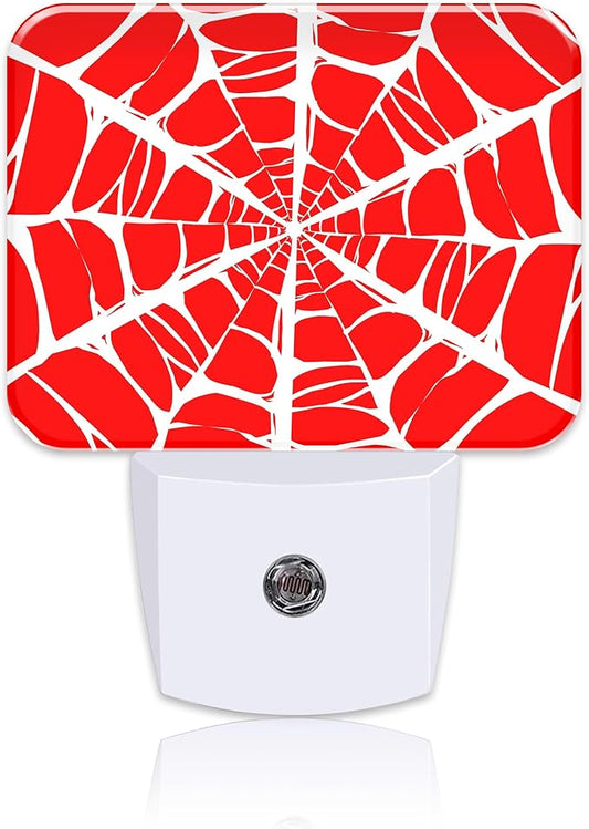 White Spider Web Night Light for Kids, Spider Web LED Night Light Plug into Wall with Dusk to Dawn Sensor for Girls Boys Women Men Room, Hallway, Kitchen, Bathroom, Stairs Decor