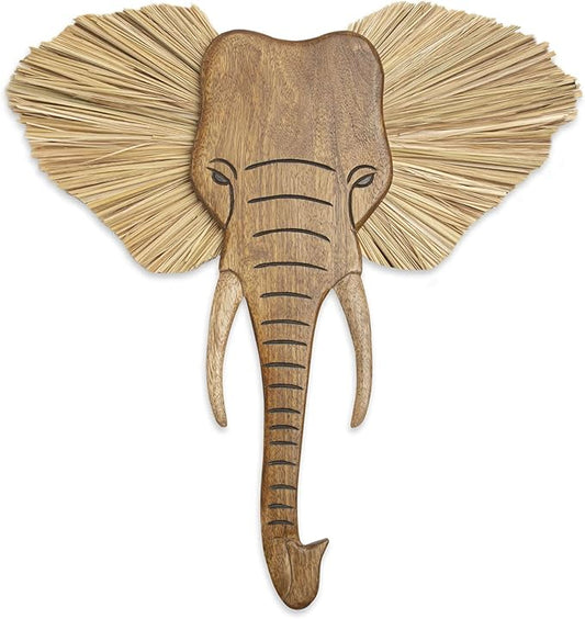 Crane Baby Wooden Safari Wall Decor, Wood Animal Nursery Wall Art, Boho Gender-Neutral Safari Room Decor Elephant 21L X 21W Brown