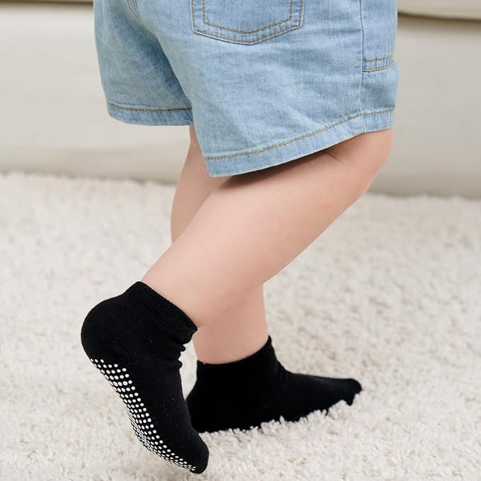 ZAPLES Baby Non Slip Grip Ankle Socks with Anti Skid Grippers Boys Girls Low Cut for Infants Toddlers Kids