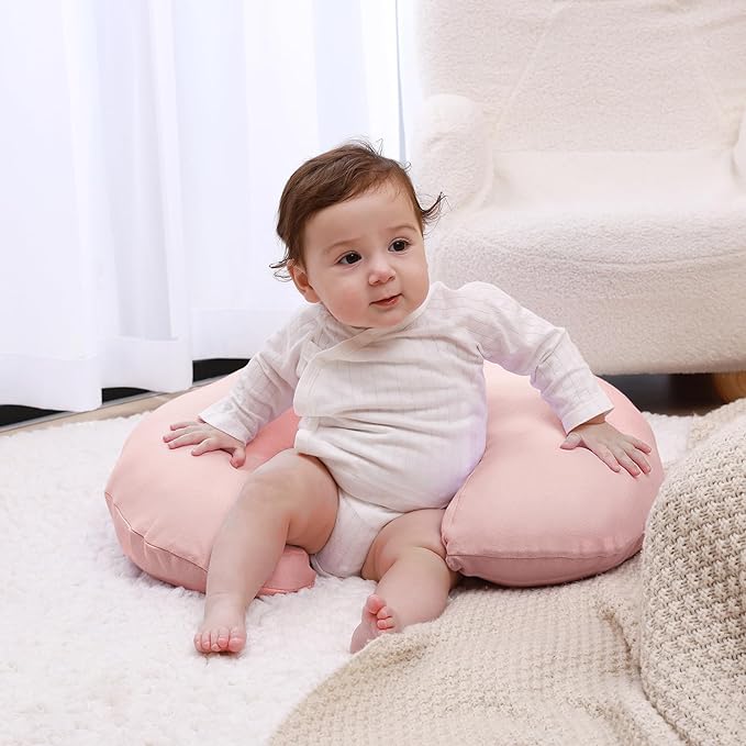 Nursing Pillow, Plus Size Breastfeeding Pillow Original Support for Baby Boys Girls Breastfeeding Essentials, with Removable Soft Cotton Cover (Sepia Rose, Large (25.59*20.08*6.30 Inches))