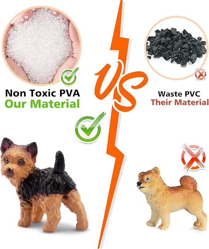 12PCS Dog Figurines, Realistic Plastic Puppy Figurines, Hand Painted Emulational Tiny Dogs Animals Toy, Dog Cake Topper Easter Egg Birthday Gift for Kids and Toddlers