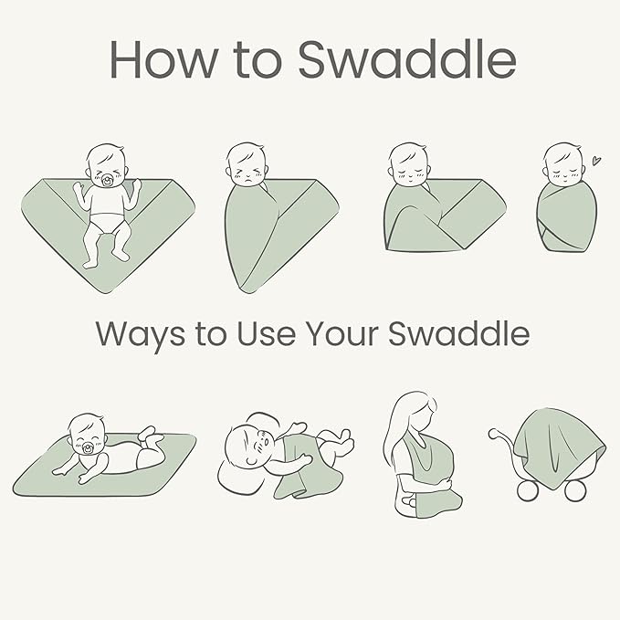 Konssy Muslin Swaddle Blankets for Girls Boys 2 Pack, 100% Cotton Receiving Baby Blanket Large 47 x 47 inches, Soft Breathable Swaddling Wrap for Unisex Newborn (Woodland,Sage)