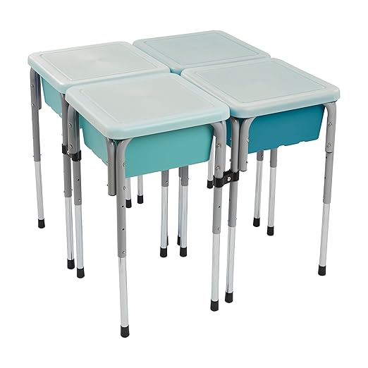ECR4Kids 4-Station Sand and Water Adjustable Play Table, Sensory Bins, Seafoam/Turquoise