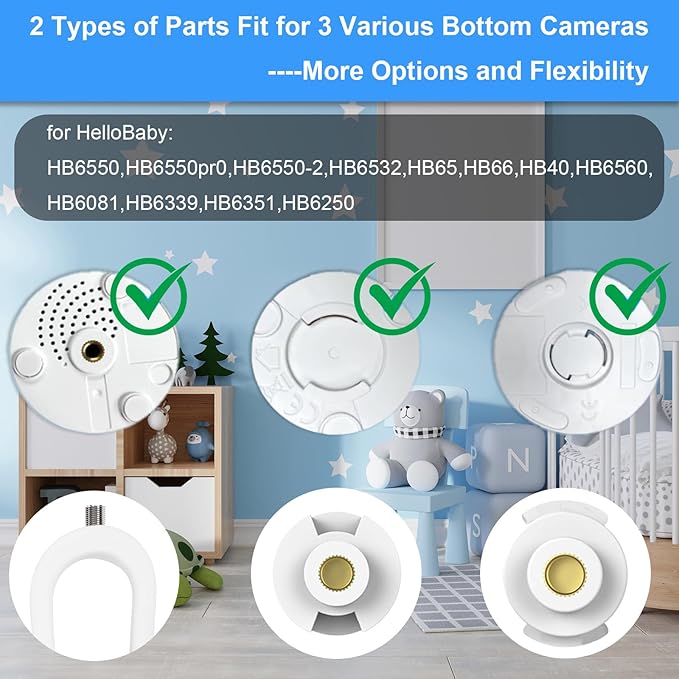 Flexible Baby Monitor Mount for HelloBaby HB6550/Pro/HB6560/HB6240/HB65/HB6351/HB6339/ HB66 Baby Camera Mount Adjustable Long Gooseneck Bracket, Baby Monitors Holder No Tools or Wall Damage (20 inch)