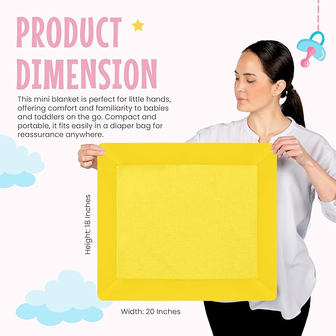 Thermal Waffle Knit Baby Blanket - Soft Breathable Mini Blanket for Newborns and Infants - Toddler Blankey for Strollers, Travel, Naptime, Nursery & More - 18" x 20" (Yellow, Nylon Trim)
