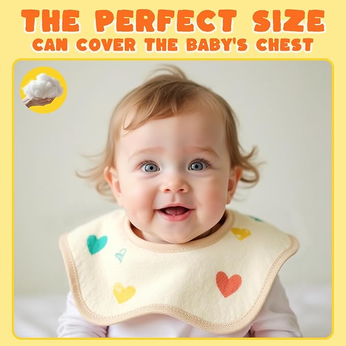 EllieHouse Baby Bibs for Girls Boys 8 Pack Muslin Drool Teeth Drooling Teething Bibs Muslin Cotton for Toddler Infant