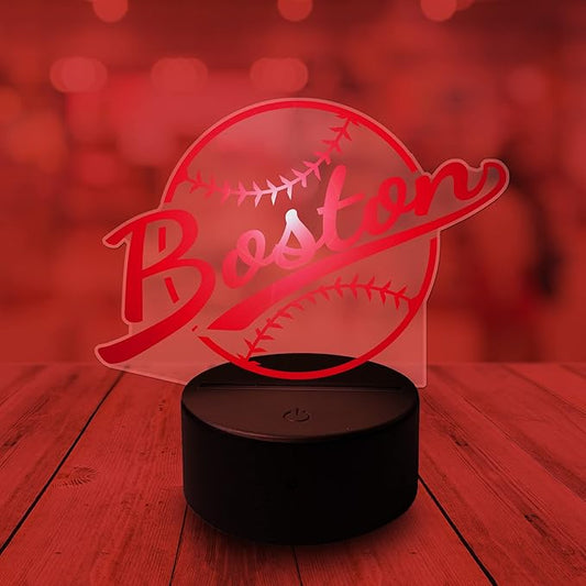 CLORURBANLIVE 3D Baseball Boston Night Light 3D Illusion Lamp with Remote Control 16 Color Options Sports Decor Lighting for Fans (Boston Multicoloured)