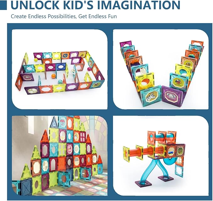 LTKFFFdp Magnetic Building Blocks STEM Educational Toys for Kids Ages 4-12, Ball Track and 3D Stacking Construction Set