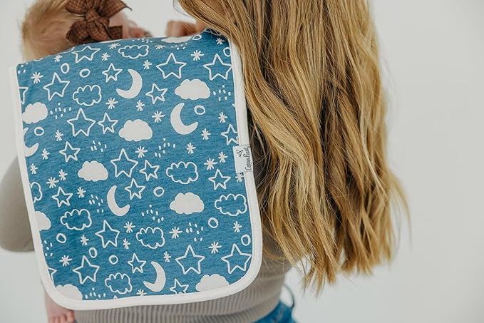 Copper Pearl Premium Baby Burp Cloths - 3-Pack Large Cotton Burp Cloths, Extra Soft Spit Up Rags with 3 Absorbent Layers, Perfect for Baby Boy and Baby Girl Gifts (21" x 10" Size, Rufus Set)