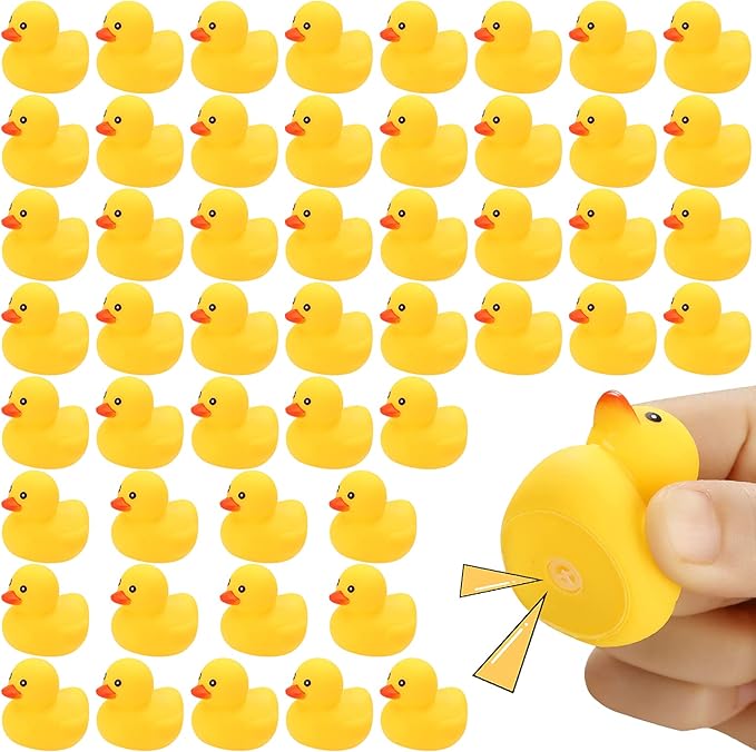 Rubber Duck Bath Toys , 50Pack Mini Rubber Ducks Bulk Float Duck Baby Bath Toy, Shower Birthday Party Favors Gift Classroom Summer Beach Pool Party Games