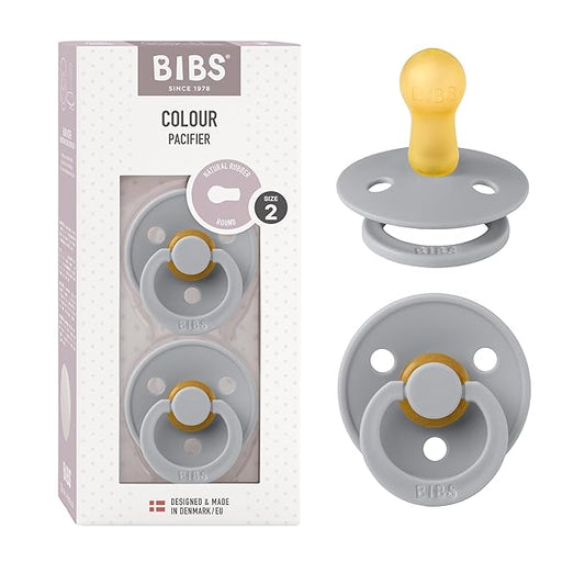 BIBS Pacifiers Colour Collection | Natural Rubber Baby Pacifier | Set of 2 BPA-Free Soothers | Made in Denmark | 6+ Months (Pack of 2) | Cloud