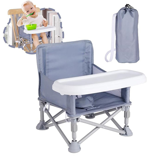 Portable Booster Seat, Toddler Baby Seat with Tray for Dining Table Compact Floor Chair for Camping Lawn Beach Babies Travel 6-36 Months