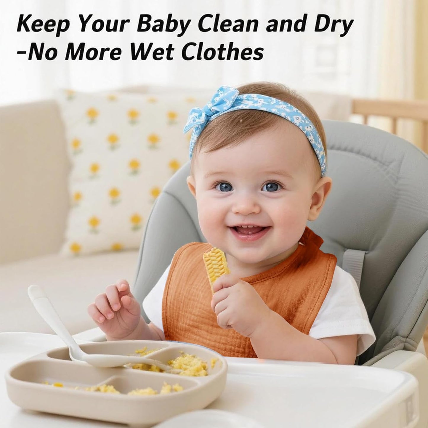 AMAWMW Muslin Baby Bibs for Unisex Boys Girls 6Pack Baby Bandana Drool Bibs Adjustable Newborn Bib for Drooling & Teething