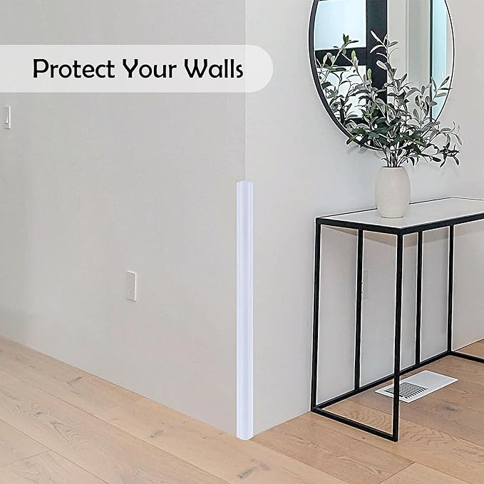Rubber Bond Wall Corner Guard Edge Protector, 48 inch Heavy Duty Baby Proofing Corner Guards | Self-Adhesive Furniture Edge Strips for Home & Office (5, White)