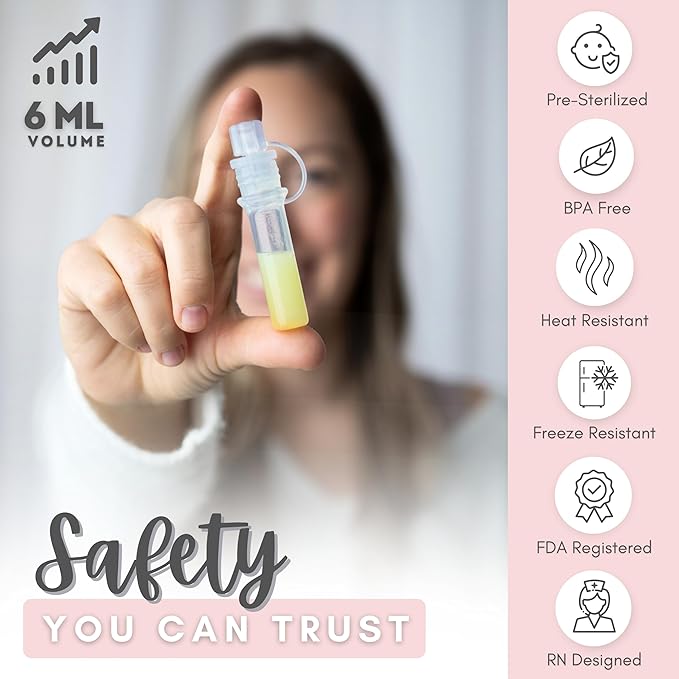 Cradle & Grace Colostrum Collection Kit with Multi-Use Storage Tray, 6ml/7pcs Presterilized Silicone Colostrum Collector, Reusable Colostrum Syringes Freezer Safe, Heat Safe, Breast Feeding Essentials