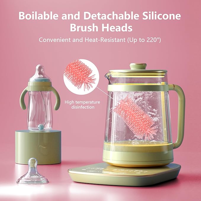 Portable Bottle Brush Set - Baby Bottle Cleaner Kit with Silicone Brush, Nipple Brush, Straw Brush, Bottle Cleaning Long Handle Water Bottle CleanerTool