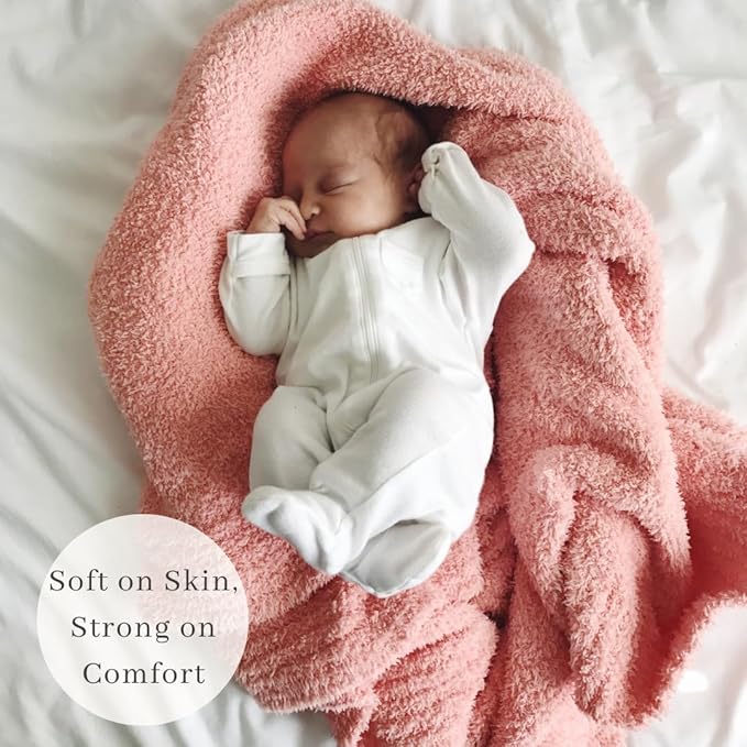SARANONI Bamboni Luxury Baby Blanket | Cozy & Soft Plush Receiving Blankets | Perfect for Girls & Infant Baby Boy Blankets | Peach - 30” x 40"