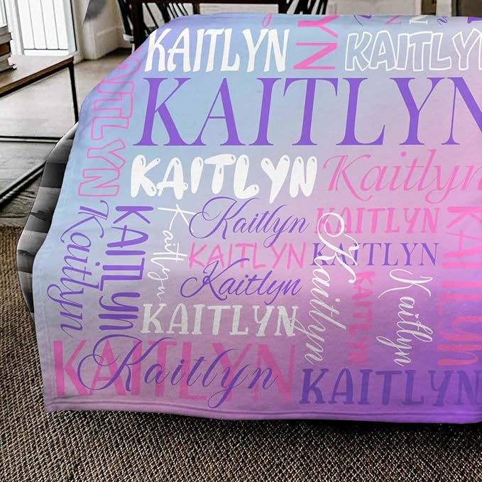 Personalized Baby Blankets with Name for Girls Boys, Customized Name Blankets for Kids Teens Newborn, Super Soft Plush Fleece, Custom Baby Blanket for Daughter Son Granddaughter Grandson