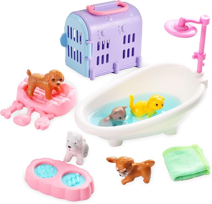 Pet Sensory bin,Dog and Cat Sandbox for Kids,Kids Play Sand Kit,Pet Play Set with Sensory Sand,Pet Care Play Set,Role Pretend Play Beach Toy Birthday Gift for Girls Boys 3 4 5 6 Years Old