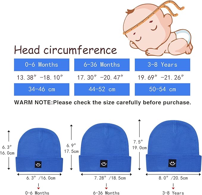 2Pack Baby Beanie Knit Toddler Hat for Girls Boys 0-8 Years