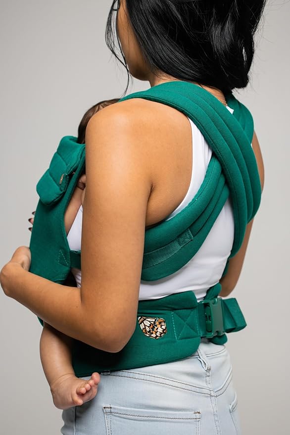Mabē Monarch Ergonomic Baby Carrier – Premium Cotton Soft Structured Newborn to Toddler Carrier with Hip-Healthy Design, 3 Carry Positions (7-35lbs), Lightweight & Breathable, (Evergreen)