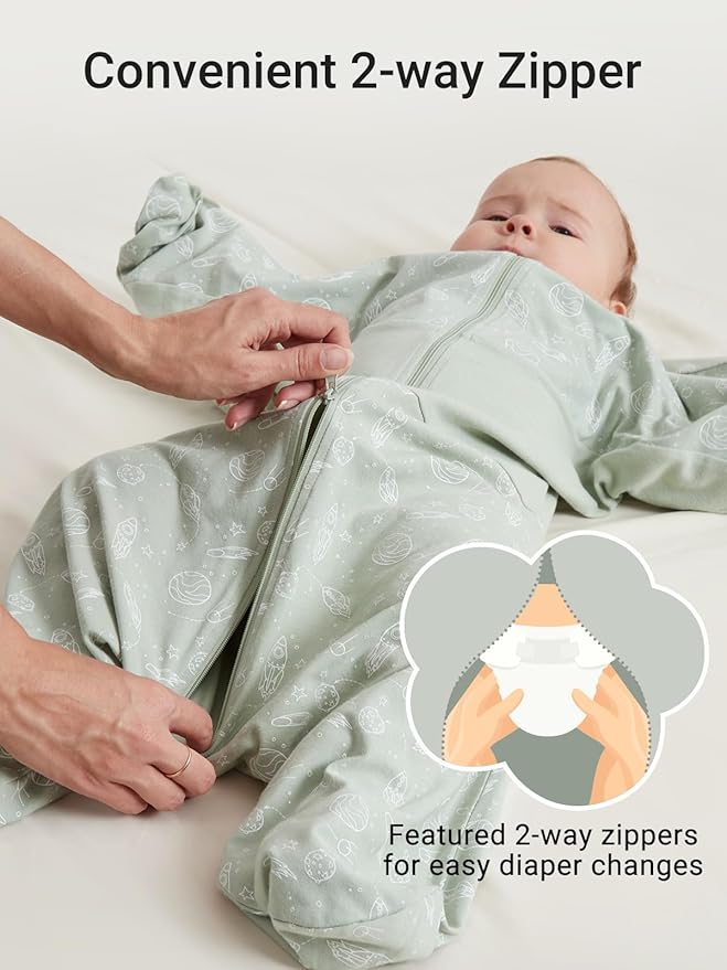 GROWNSY Transitional Swaddle Sleep Sack 3-6 Months, Starfish Design Baby Swaddle Sack, Dual-Zipper for Easy Diaper Changes, Proper Hip Development & Openable Foot Button, 12-20lbs, Green
