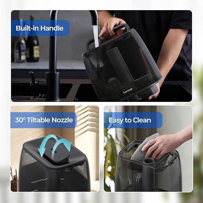 Top Fill Humidifiers for Bedroom, 4.0L Tank Cool Mist Humidifiers for Large Room, 40H Runtime, 28dB Quiet Ultrasonic Air Humidifier for Home, Plants with 9H Timer, Aroma Tray